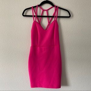 Hot pink dress with open back details